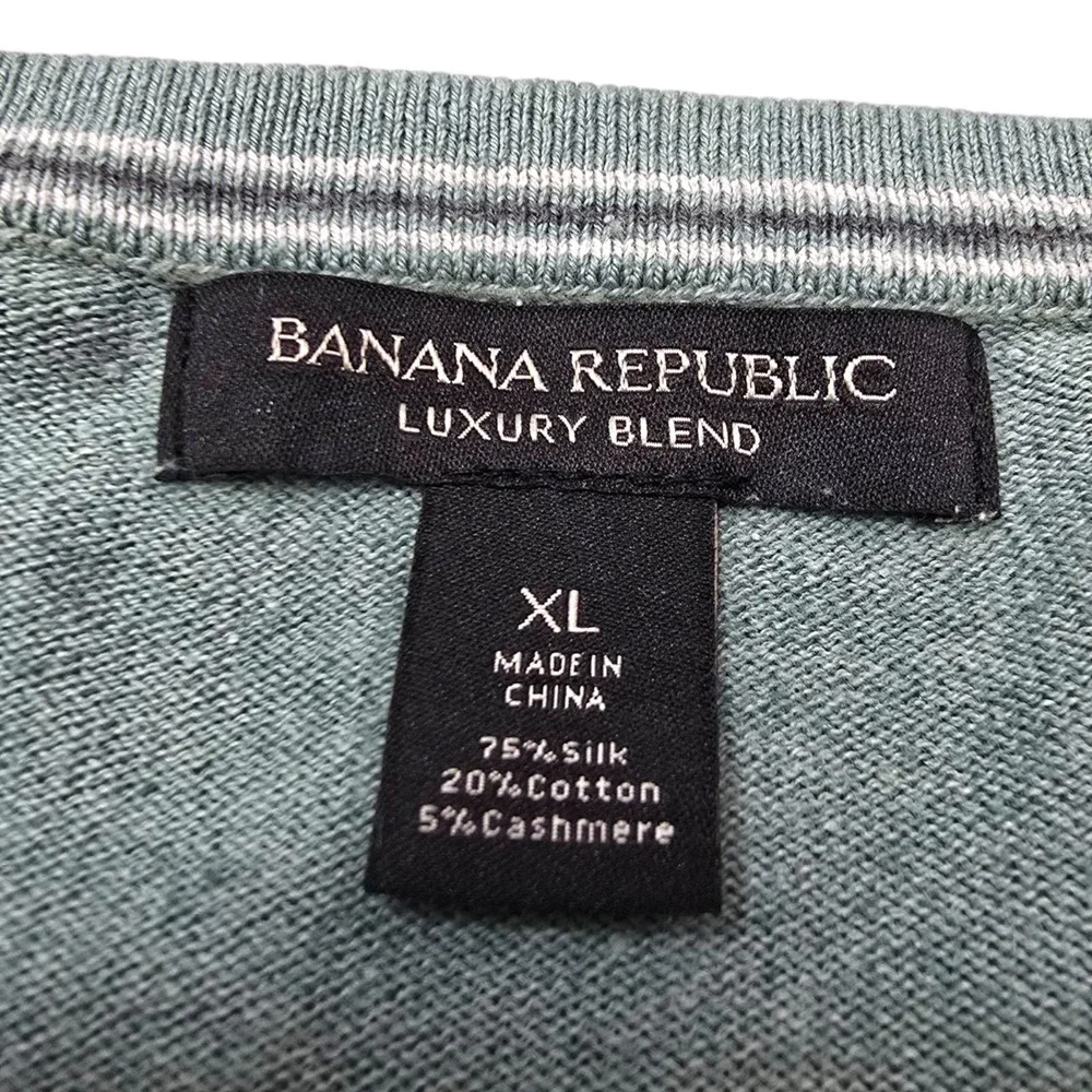BANANA REPUBLIC‎ Luxury Silk/ Cotton/ Cashmere Blend Sweater Mint Green Size XL